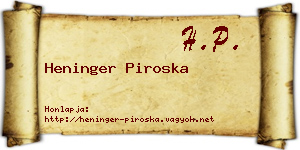 Heninger Piroska névjegykártya